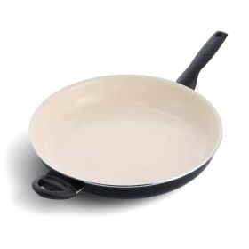 Rio 13.5" Ceramic Nonstick Great Big Frypan with Helper Handle Black