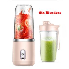 Portable Electric Juicer 400ml Lemon Orange Fruit Squeezer Multifunction Mixer Fruit Smoothie Blender Household Appliances (Color: Pink 2 cups)