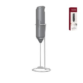 Electric Milk Frother Handheld with Stainless Steel Stand (Color: Grey)