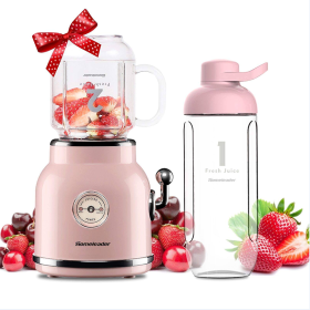 Portable smoothie mixer Vintage trendy juicer, milk shake and smoothie mixing mini crusher with 20.3 oz travel mug and lid 6 sharp blades without BPA (SBL-1708-PINK: SBL-1708-PINK)